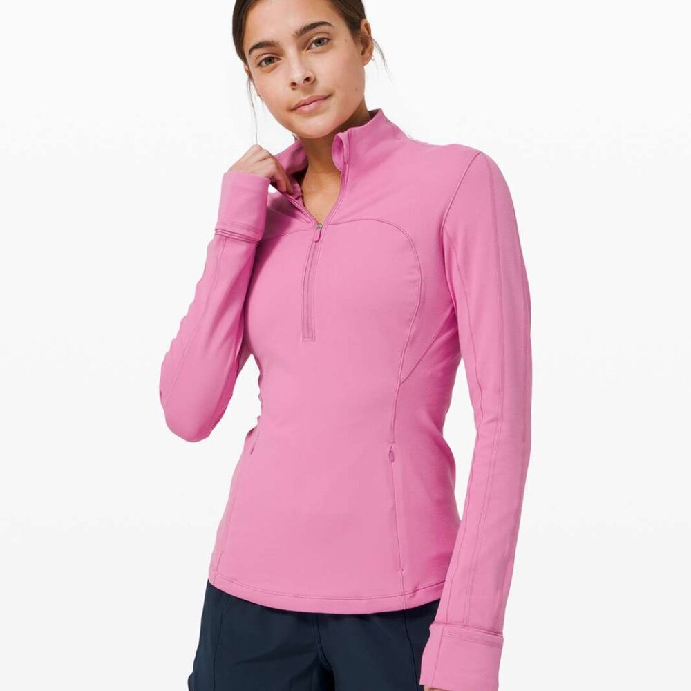Lululemon Run Briskly 1/2 Zip Athletic Activewear Magenta Glow Jacket